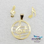 نیم ست طلا - آویز و گوشواره - طرح نت موسیقی