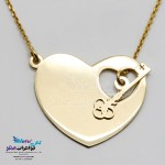 گردنبند طلا - طرح قلب و کلید