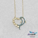 گردنبند طلا - طرح قلب و دلفین
