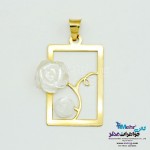 آویز طلا - طرح قاب عکس گل