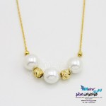 گردنبند طلا - طرح مروارید و گوی تراش