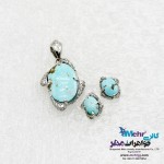 نیم ست جواهر - آویز و گوشواره - طرح فیروز‌ه نشان