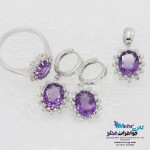 نیم ست جواهر - آویز و گوشواره و انگشتر- طرح جواهر‌ نشان