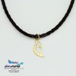 گردنبند طلا و بافت - طرح پر