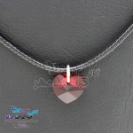 گردنبند طلا و چرم - سنگ سواروسکی قلب