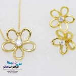 نیم ست طلا - گردنبند و گوشواره - طرح گل پنچ برگ