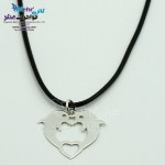گردنبند طلا و چرم - طرح عاشقانه‌ی دلفین‌ها