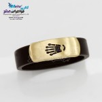 انگشتر طلا و چرم - طرح تاج رولکس