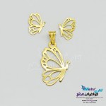 نیم ست طلا آویز و گوشواره - طرح پروانه
