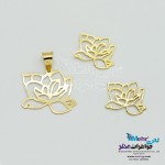 نیم ست طلا آویز و گوشواره - طرح گل