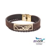 دستبند طلا و چرم - طرح بال