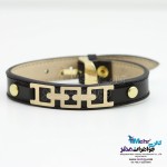 دستبند طلا و چرم - طرح هندسی