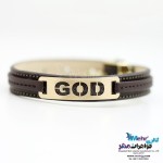 دستبند طلا و چرم - طرح خدا