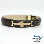 دستبند طلا و چرم - طرح فروهر