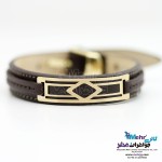 دستبند طلا و چرم - طرح هندسی
