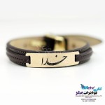 دستبند طلا و چرم - طرح خدا