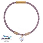 دستبند طلا و چرم - سنگ سواروسکی قلب