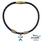 دستبند طلا و چرم - سنگ سواروسکی پروانه