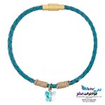 دستبند طلا و چرم - سنگ سواروسکی پروانه