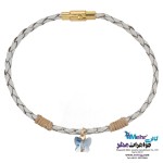 دستبند طلا و چرم - سنگ سواروسکی پروانه