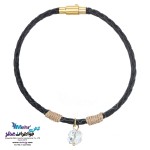 دستبند طلا و چرم - سنگ سواروسکی گل