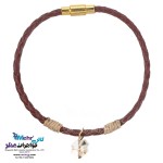 دستبند طلا و چرم - سنگ سواروسکی گل