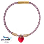 دستبند طلا و چرم - سنگ سواروسکی قلب