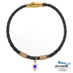 دستبند طلا و چرم - سنگ سواروسکی مکعب