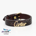 دستبند طلا و چرم - طرح کارتیه