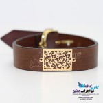 دستبند طلا و چرم - طرح شاخه و برگ