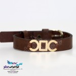 دستبند طلا و چرم - طرح هندسی