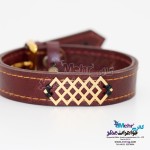 دستبند طلا و چرم - طرح هندسی