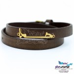دستبند طلا و چرم - طرح خدا