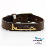 دستبند طلا و چرم - طرح خدا