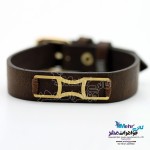دستبند طلا و چرم - طرح هندسی