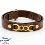دستبند طلا و چرم - طرح هندسی