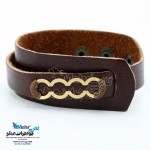 دستبند طلا و چرم - طرح هندسی