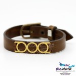 دستبند طلا و چرم - طرح هندسی