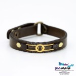 دستبند طلا و چرم - طرح هندسی