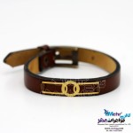 دستبند طلا و چرم - طرح هندسی