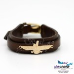 دستبند طلا و چرم - طرح فروهر
