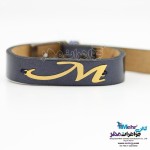 دستبند طلا و چرم - طرح حروف الفبای لاتین