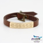 دستبند طلا و چرم - طرح اسلیمی