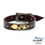 دستبند طلا و چرم - طرح هندسی