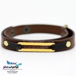 دستبند طلا و چرم - طرح هندسی