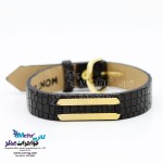 دستبند طلا و چرم - طرح هندسی
