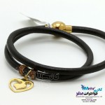 دستبند طلا و چرم - طرح قلب