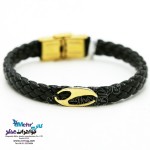 دستبند طلا و چرم - طرح هندسی