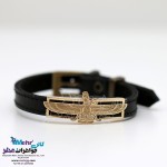 دستبند طلا و چرم - طرح فروهر
