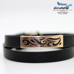 دستبند طلا و چرم - طرح شاخه و برگ